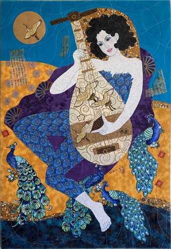 Lady Klimt With Blue Peacocks